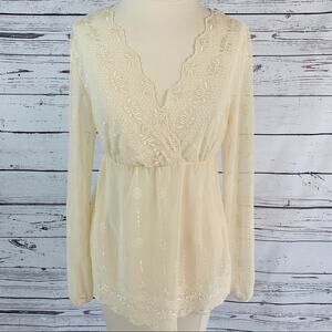 Axcess cream lace top sheer